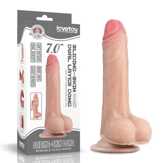 Lovetoy Sliding-Skin - kétrétegű dildó - 18cm (natúr)