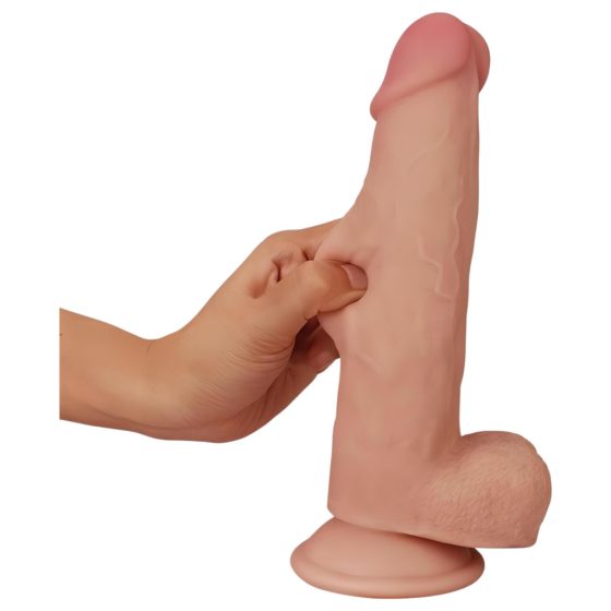 Lovetoy Sliding-Skin - kétrétegű tapadótalpas dildó - 21cm (natúr)