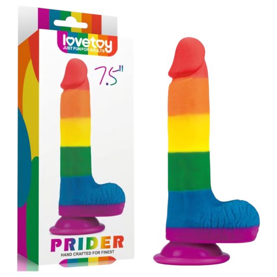 Lovetoy Prider - élethű herés dildó - 20cm (szivárvány)