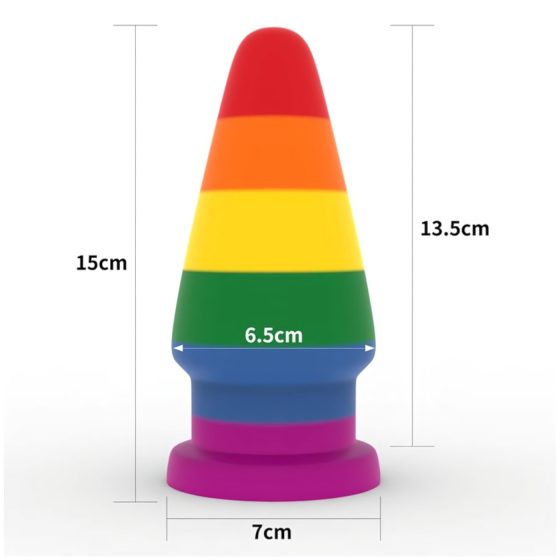 Lovetoy Prider - anál tágító plug - 15cm (szivárvány)