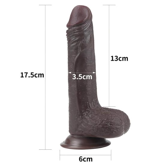 Lovetoy Sliding-Skin - kétrétegű dildó - 18cm (barna)