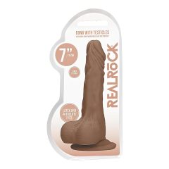   RealRock Dong 7 - élethű, herés dildó (17cm) - sötét natúr