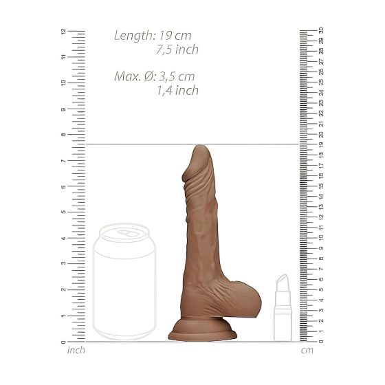 RealRock Dong 7 - élethű, herés dildó (17cm) - sötét natúr