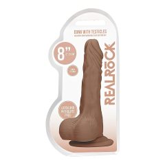   RealRock Dong 8 - élethű, herés dildó (20cm) - sötét natúr