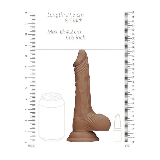 RealRock Dong 8 - élethű, herés dildó (20cm) - sötét natúr