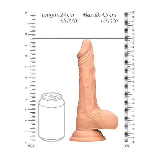 / RealRock Dong 9 - élethű, herés dildó (23cm) - natúr