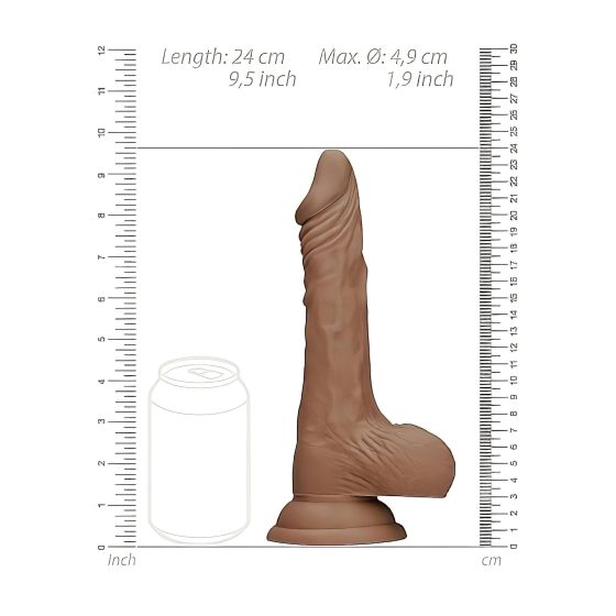 / RealRock Dong 9 - élethű, herés dildó (23cm) - sötét natúr