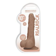   RealRock Dong 10 - élethű, herés dildó (25cm) - sötét natúr