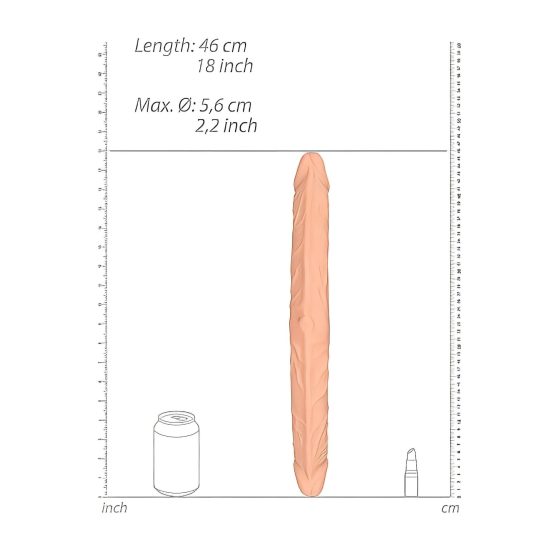 / RealRock Double Dong 18 - dupla dildó (46cm) - natúr