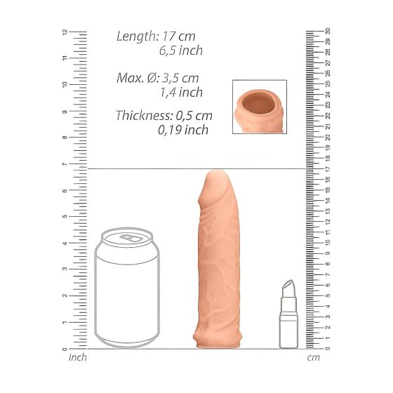 RealRock Penis Sleeve 6 - péniszköpeny (17cm) - natúr