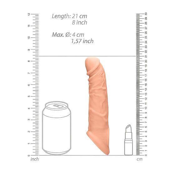 RealRock Penis Sleeve 8 - péniszköpeny (21cm) - natúr