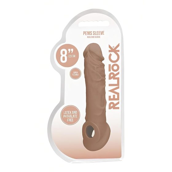 RealRock Penis Sleeve 8 - péniszköpeny (21cm) - sötét natúr