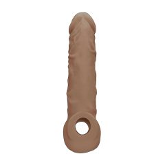   RealRock Penis Sleeve 8 - péniszköpeny (21cm) - sötét natúr