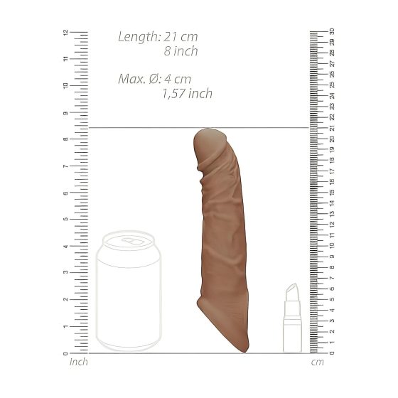 RealRock Penis Sleeve 8 - péniszköpeny (21cm) - sötét natúr