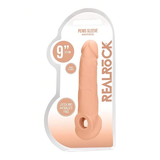 RealRock Penis Sleeve 9 - péniszköpeny (21,5cm) - natúr