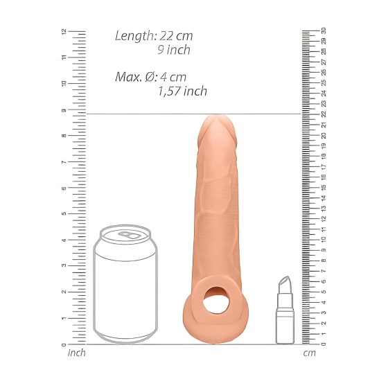 RealRock Penis Sleeve 9 - péniszköpeny (21,5cm) - natúr