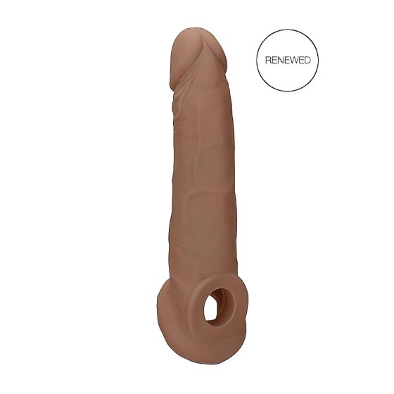 RealRock Penis Sleeve 9 - péniszköpeny (21,5cm) - sötét natúr