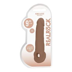   RealRock Penis Sleeve 9 - péniszköpeny (21,5cm) - sötét natúr