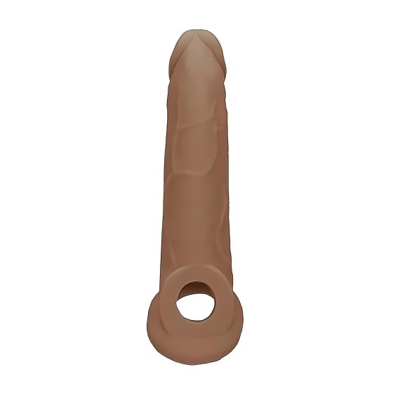 RealRock Penis Sleeve 9 - péniszköpeny (21,5cm) - sötét natúr