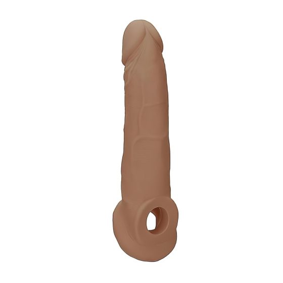 RealRock Penis Sleeve 9 - péniszköpeny (21,5cm) - sötét natúr