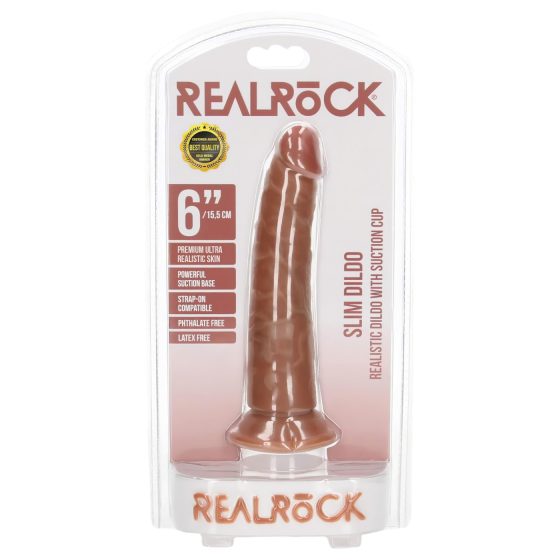 RealRock Slim - realisztikus dildó 15,5cm (sötét natúr)