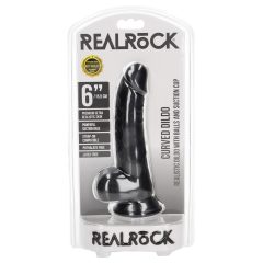   RealRock - tapadótalpas, herés realisztikus dildó - 15,5cm (fekete)