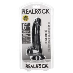   RealRock - tapadótalpas, realisztikus dildó - 15,5cm (fekete)