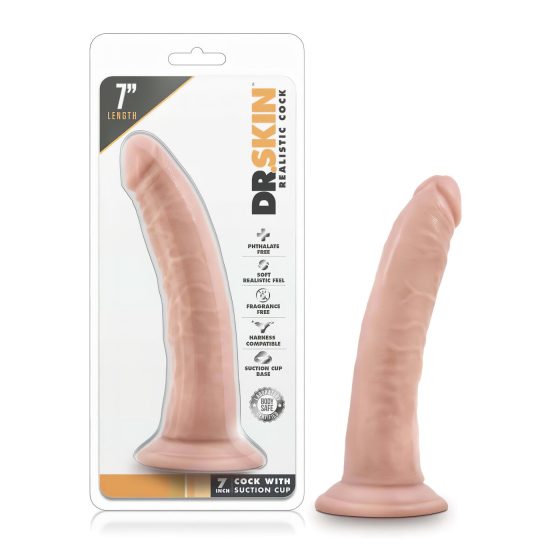 Dr. Skin 7 - tapadókorongos élethű dildó - natúr (17,5cm)