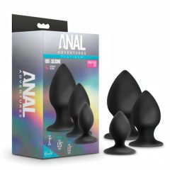   Anal Adventures Platinum Stout - anál plug szett - 3db (fekete)