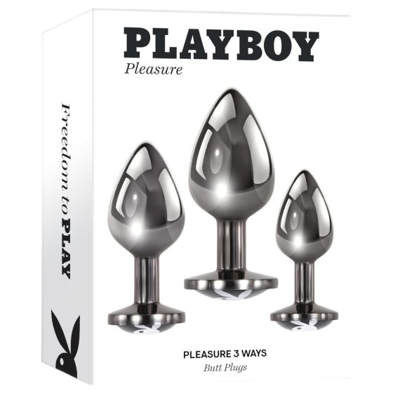 Playboy - anál plug szett - 3 részes (ezüst)