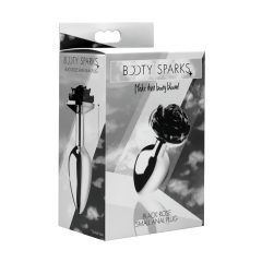   Booty Sparks Black Rose - 79g-os alumínium anál dildó (ezüst-fekete)