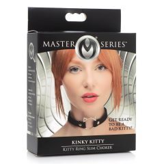   Master Series Kinky Kitty - nyakörv cica fej karikával (fekete)