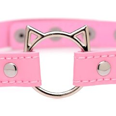   Master Series Kinky Kitty - nyakörv cica fej karikával (pink)