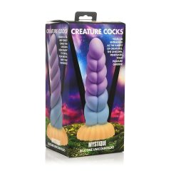   Creature Cocks Mystique - unikornis dildó - 21cm (lila-sárga)