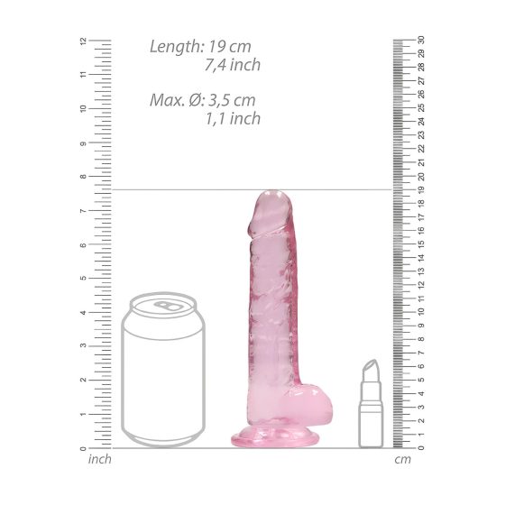 REALROCK - áttetsző élethű dildó - pink (17cm)