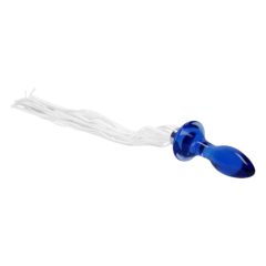 Chrystalino Tail - üveg anál dildó korbács (kék-fehér)