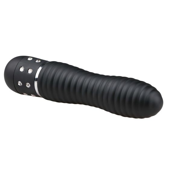 Easytoys Diamond Ribbed - bordázott rúd vibrátor (fekete)