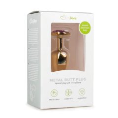   Easytoys Metal No.1 - lila köves kúp anál plug - arany (2,5cm)