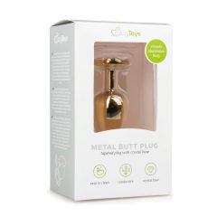   Easytoys Metal No.1 - fehér köves kúp anál plug - arany (2,5cm)