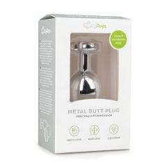   Easytoys Metal No.7 - szíves anál plug fehér kővel - ezüst