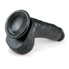 Easytoys - tapadótalpas, herés dildó (20cm) - fekete