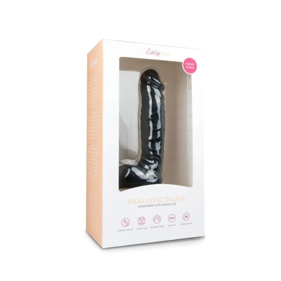 Easytoys - tapadótalpas, herés dildó (22,5cm) - fekete