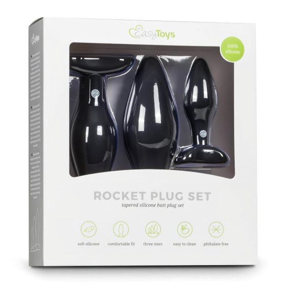 Easytoys Rocket - anál dildó szett - fekete (3 részes)