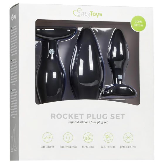 Easytoys Rocket - anál plug szett - fekete (3 részes)