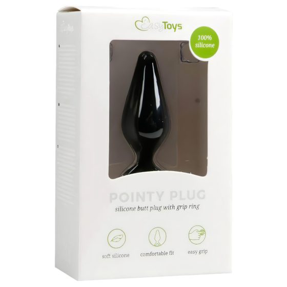 Easytoys Pointy Plug - fogógyűrűs anál plug - közepes (fekete)