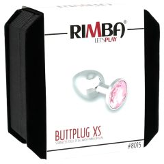 Rimba XS - pink köves, fém anál plug (ezüst)