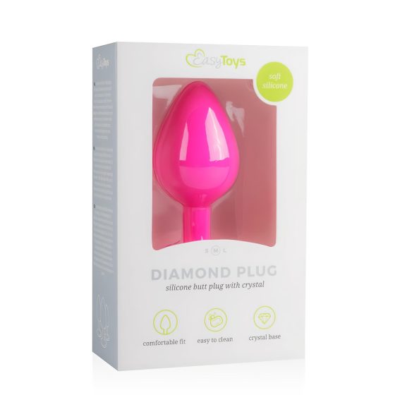 Easytoys Diamond - fehér köves anál dildó (közepes) - pink