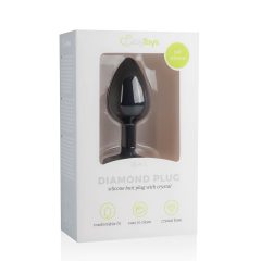 Easytoys Diamond - fehér köves anál plug (kicsi) - fekete