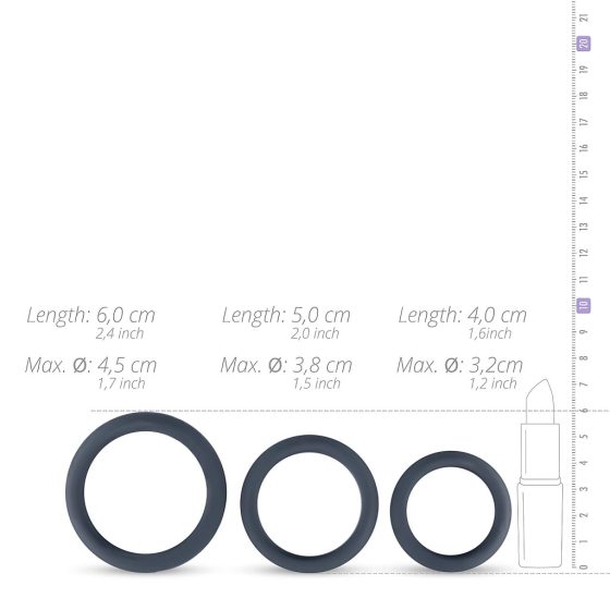 Boners - szilikon péniszgyűrű szett - 3db (szürke)