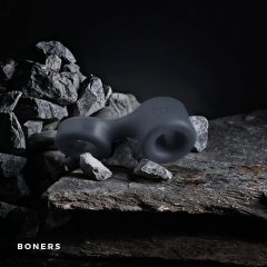   Boners Get Rock Hard - péniszgyűrű és herenyújtó-gyűrű (szürke)